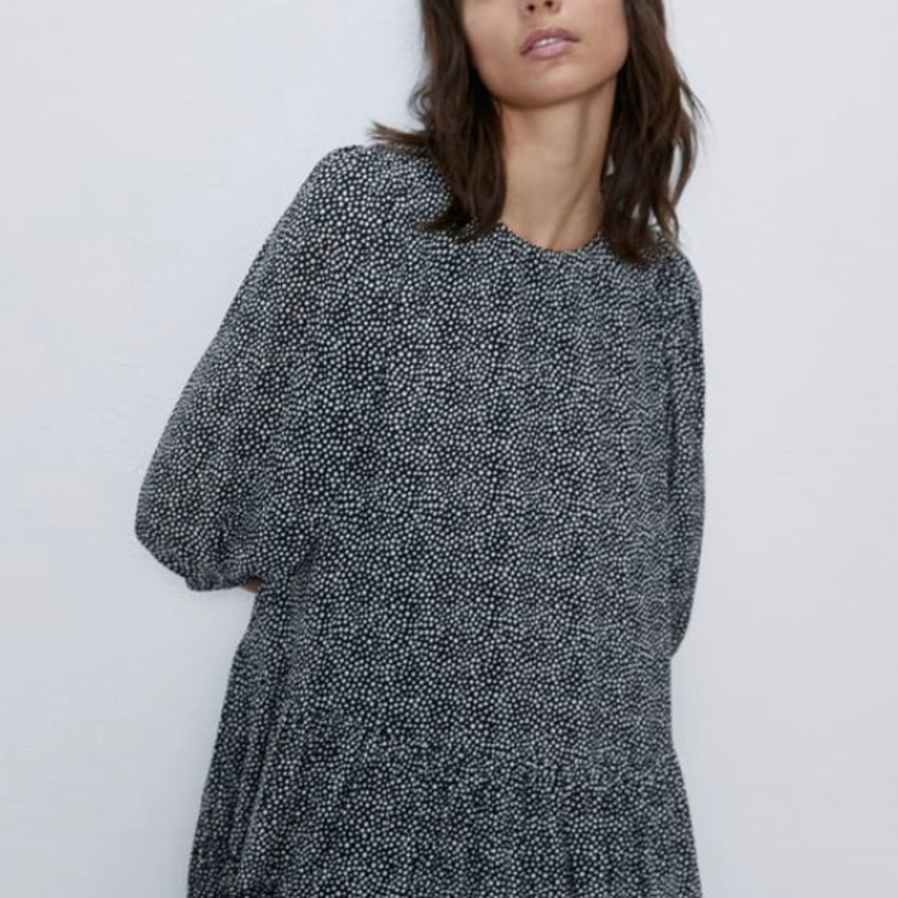 Zara micro dot mini dress black/white NWT. XS